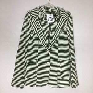 CB Italy Knit Hooded Blazer Green Stripe NWT Med